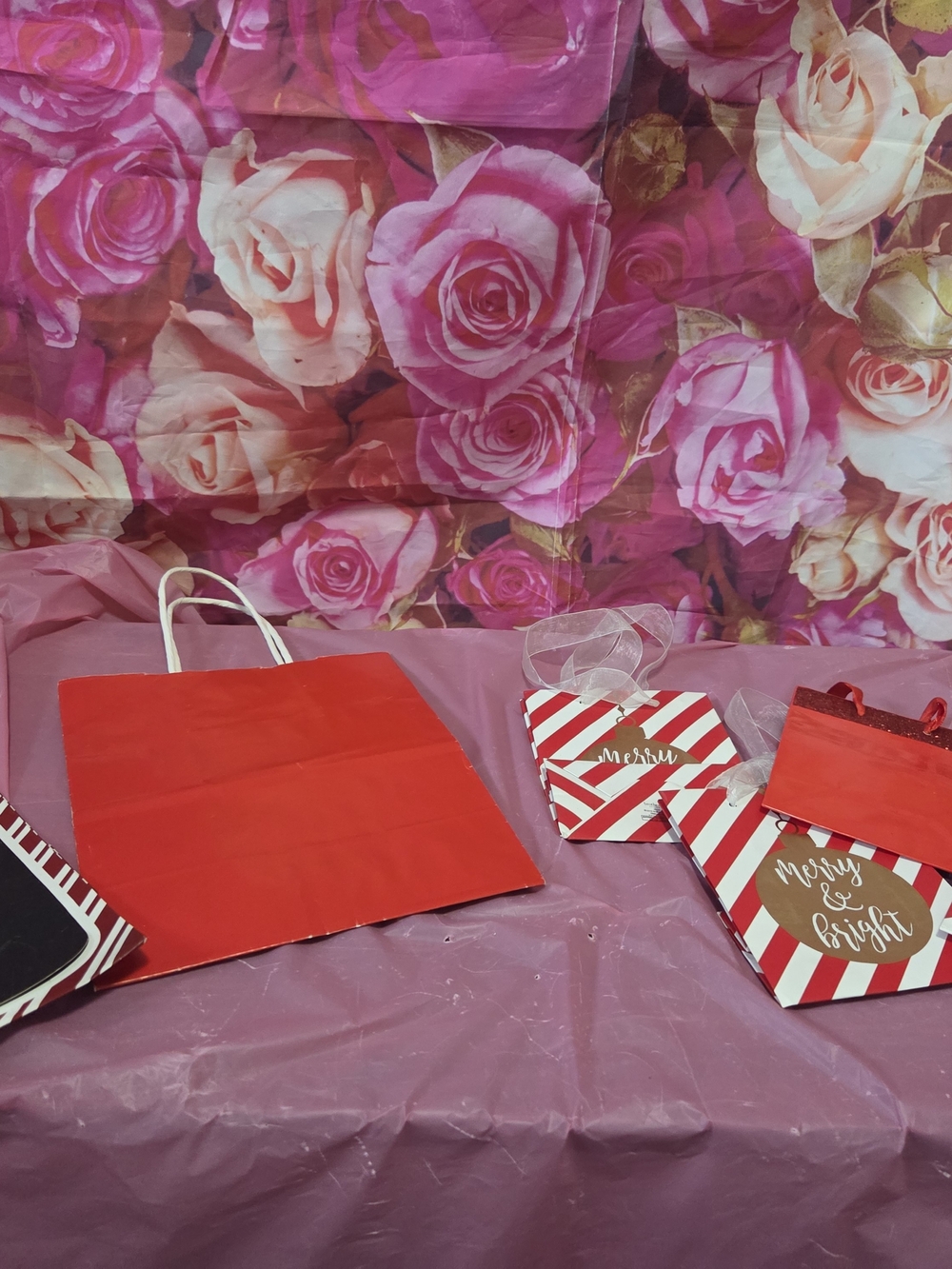 Red Holiday Gift Bags and Tags Set